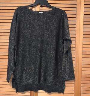 NWOT MICHAEL KORS Women's Sz M Metallic Black Long Sleeve Sweater